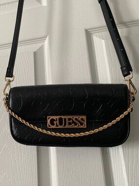 New Y2K GUESS Baguette Bag Purse Black and Gold NWOT